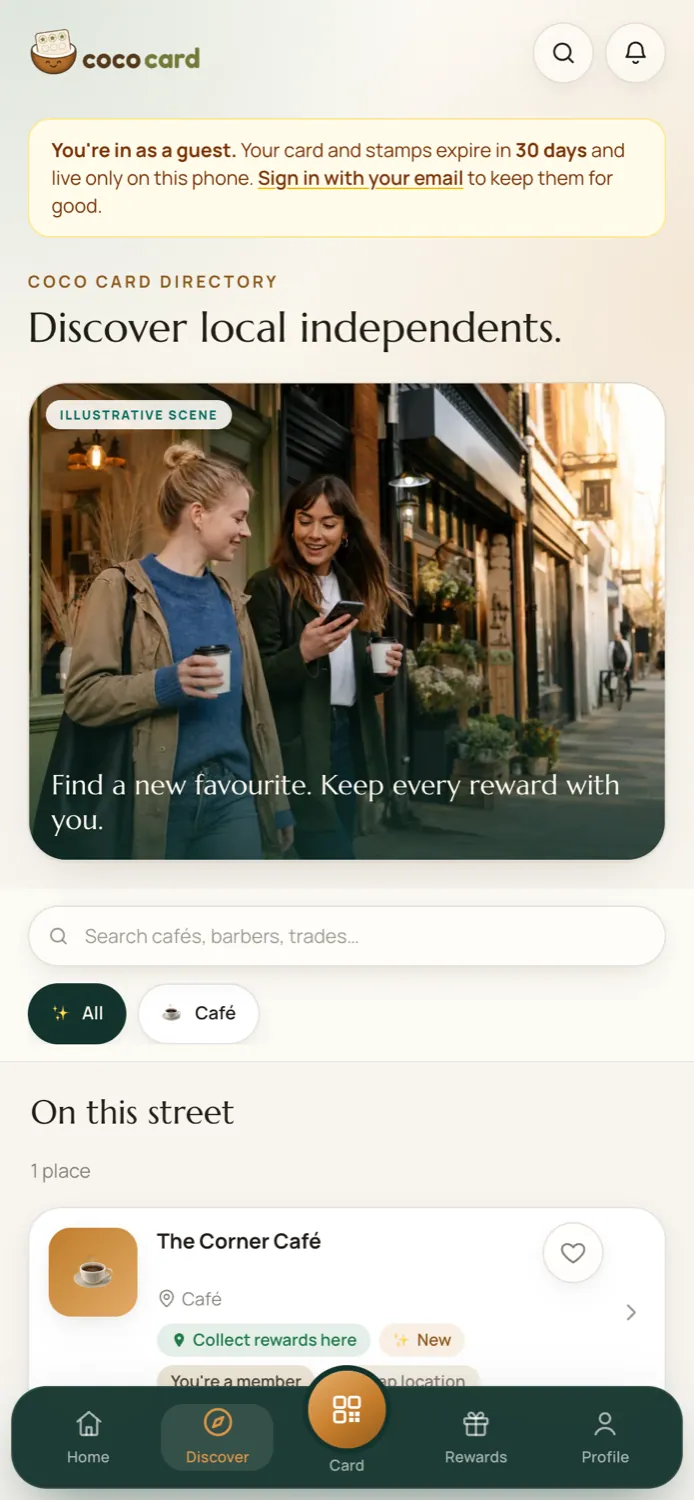 Customer app: discovering local places on the network