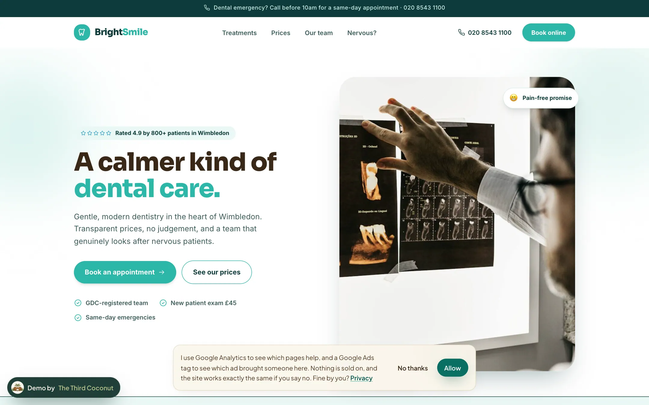 BrightSmile: concept website for a dentist