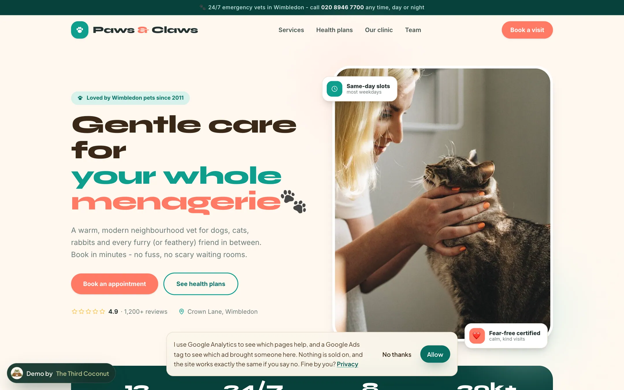 Paws & Claws: concept website for a vets