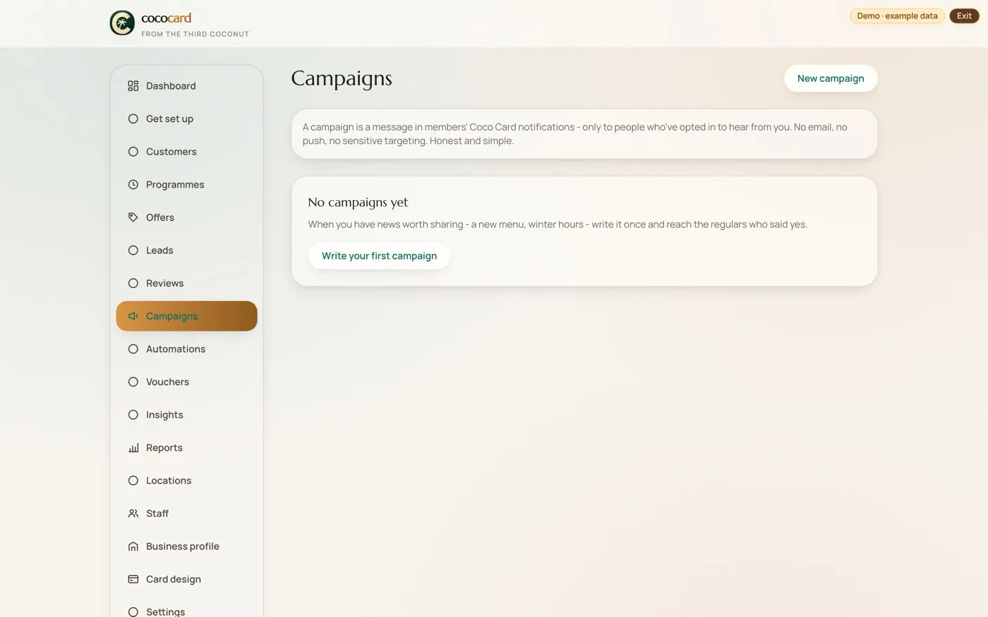 Business Hub: campaigns